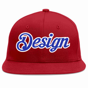 Conception personnalisée de casquette de baseball de sport à avant-toit plat rouge royal-blanc pour hommes/femmes/jeunes