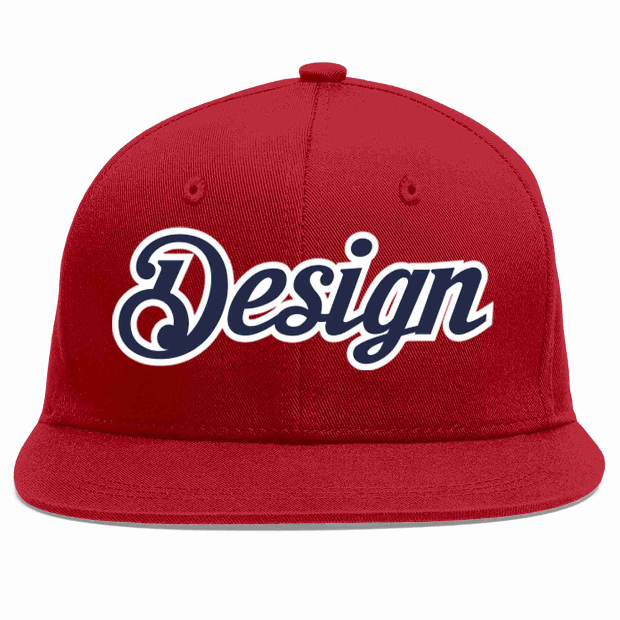 Custom Red Navy-White Flat Eaves Sport Baseball Cap Design for Men/Women/Youth