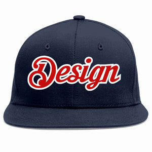 Conception personnalisée de casquette de baseball de sport à avant-toit plat rouge-blanc marine pour hommes/femmes/jeunes