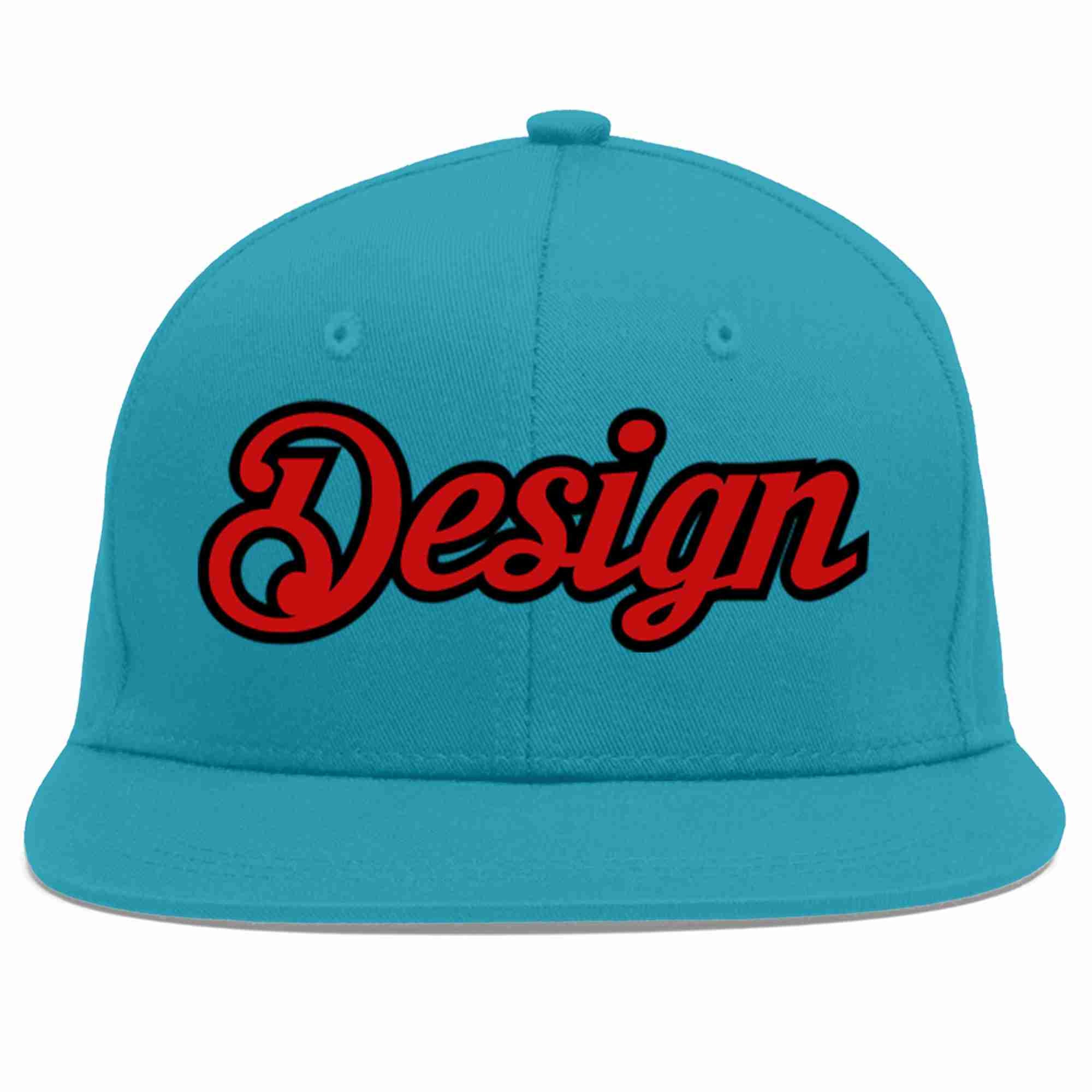 Conception personnalisée de casquette de baseball de sport à avant-toit plat rouge-noir Aqua pour hommes/femmes/jeunes