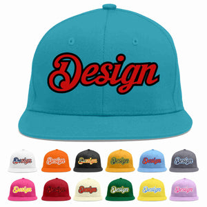 Conception personnalisée de casquette de baseball de sport à avant-toit plat rouge-noir Aqua pour hommes/femmes/jeunes