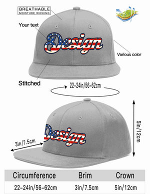 Custom Gray Vintage USA Flag-Gold Flat Eaves Sport Baseball Cap Design for Men/Women/Youth