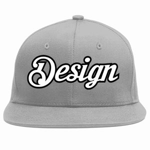 Conception personnalisée de casquette de baseball de sport à avant-toit plat gris blanc-noir pour hommes/femmes/jeunes