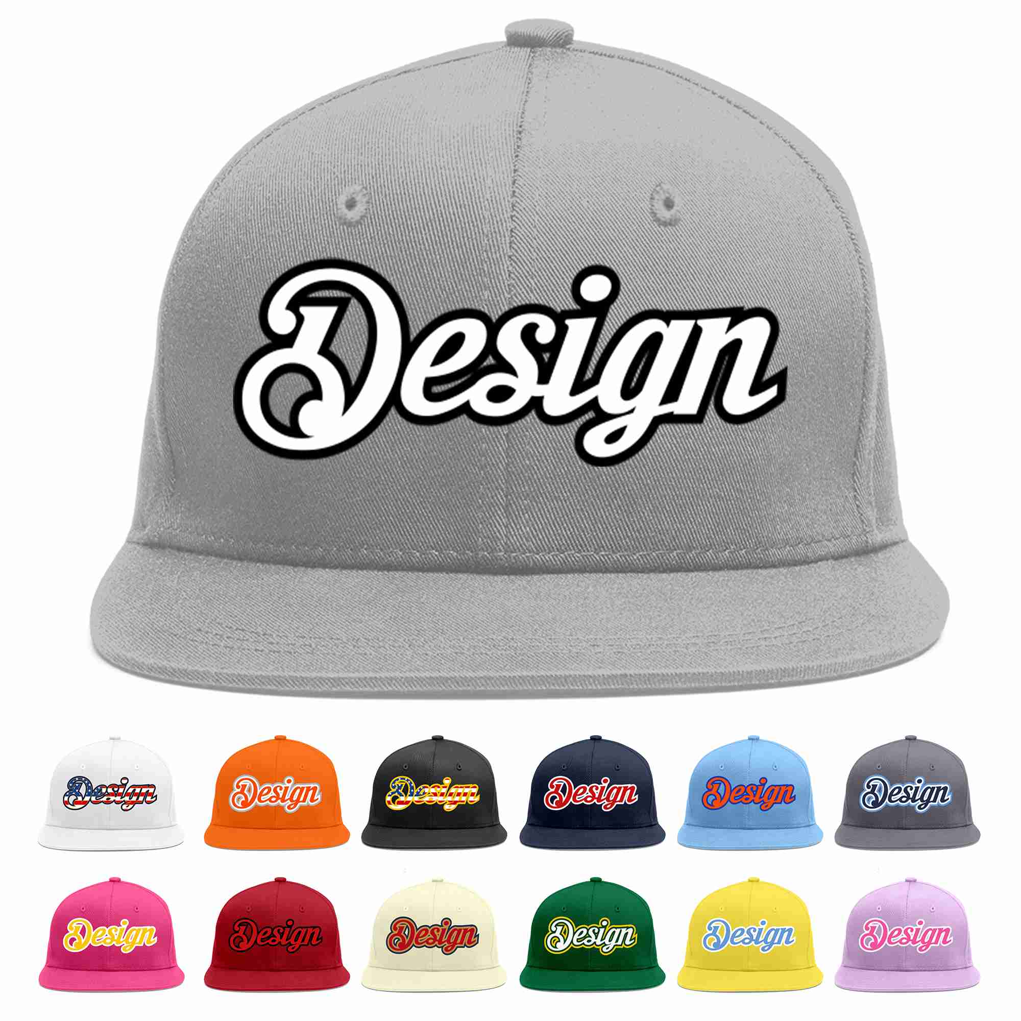 Custom Gray White-Black Flat Eaves Sport Baseball Cap Design for Men/Women/Youth