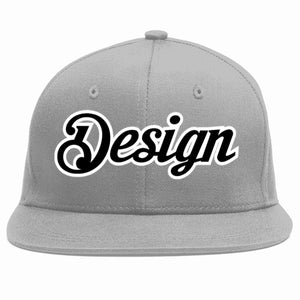 Custom Gray Black-White Flat Eaves Sport Baseball Cap Design for Men/Women/Youth