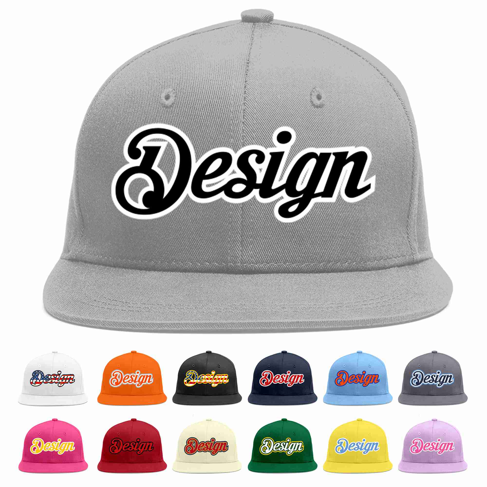 Custom Gray Black-White Flat Eaves Sport Baseball Cap Design for Men/Women/Youth