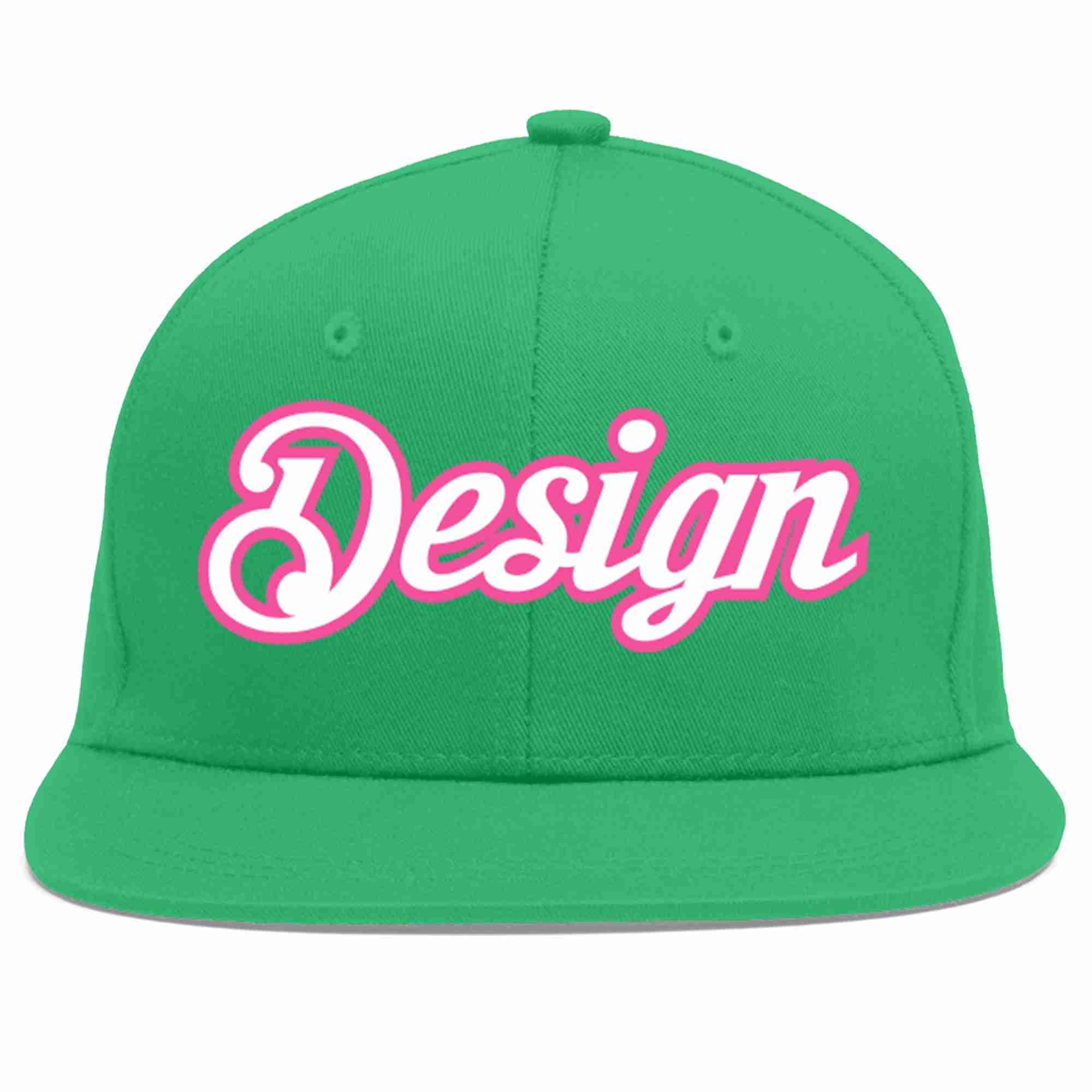 Custom Teal White-Pink Flat Eaves Sport Baseball Cap