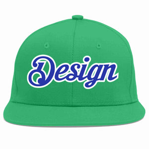 Custom Teal Royal-White Flat Eaves Sport Baseball Cap