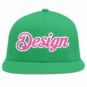 Custom Teal Pink-White Flat Eaves Sport Baseball Cap