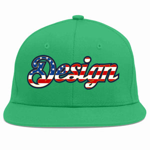 Custom Teal Vintage USA Flag-Gold Flat Eaves Sport Baseball Cap