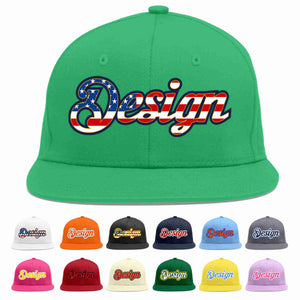 Custom Teal Vintage USA Flag-Gold Flat Eaves Sport Baseball Cap