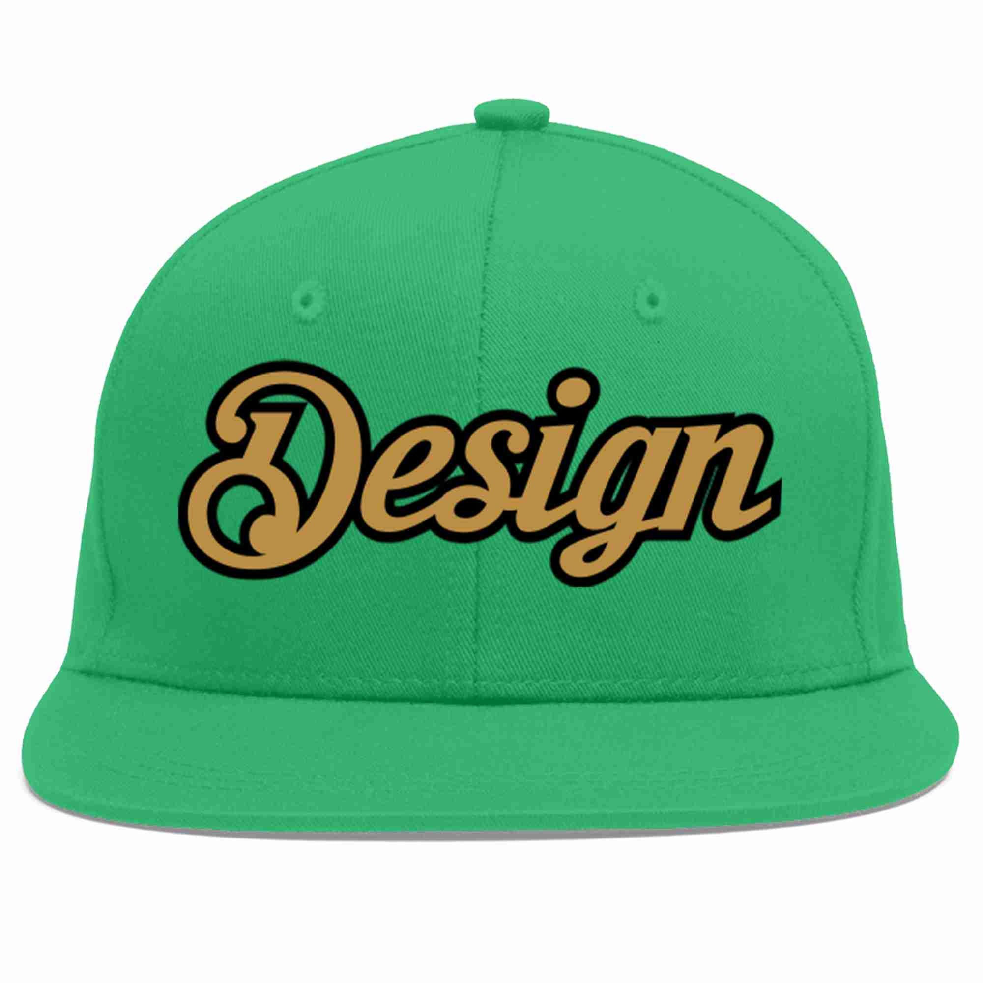 Custom Teal Old Gold-Black Flat Eaves Sport Baseball Cap