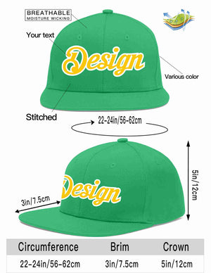 Custom Teal Gold-White Flat Eaves Sport Baseball Cap