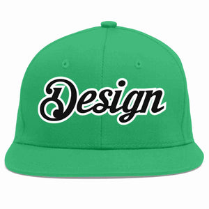 Custom Teal Black-White Flat Eaves Sport Baseball Cap