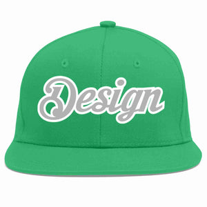 Custom Teal Gray-White Flat Eaves Sport Baseball Cap