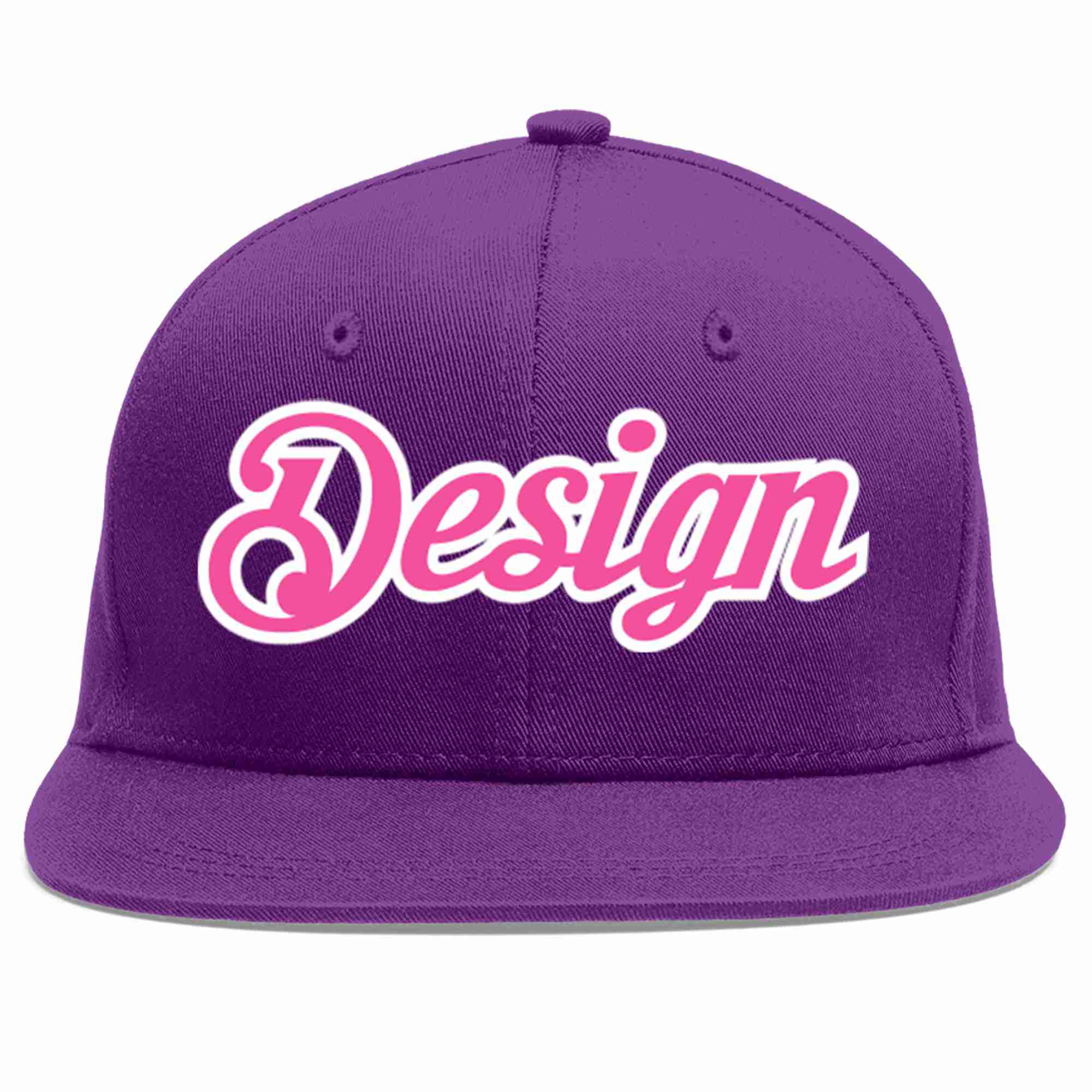 Conception personnalisée de casquette de baseball de sport à avant-toit plat violet rose-blanc pour hommes/femmes/jeunes