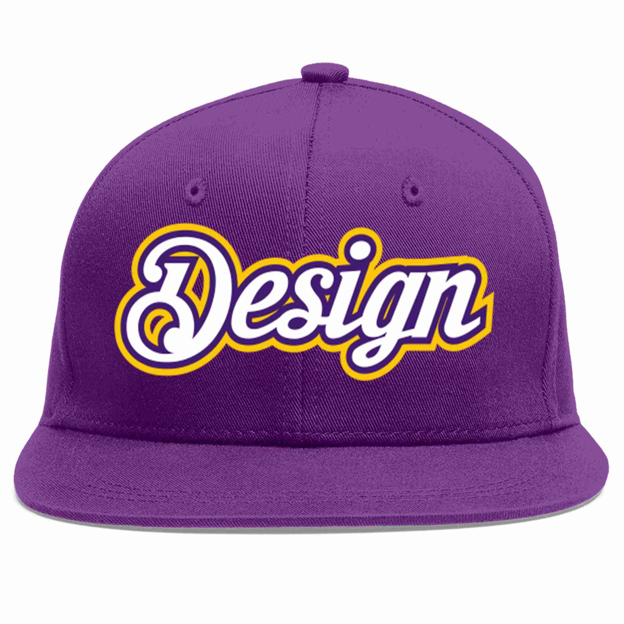 Conception personnalisée de casquette de baseball de sport à avant-toit plat violet blanc-violet pour hommes/femmes/jeunes