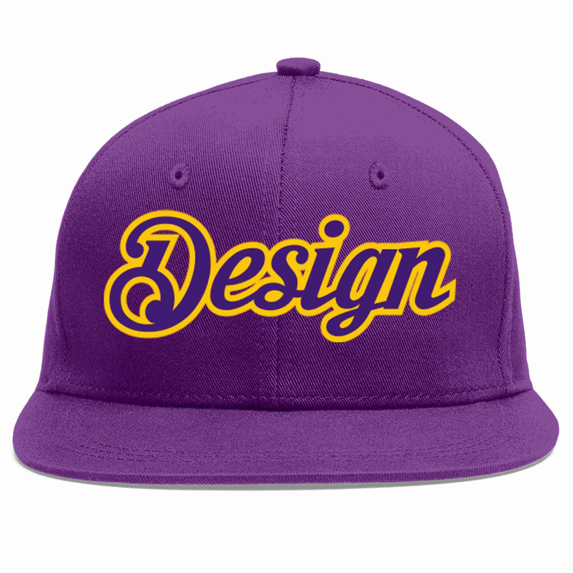 Conception personnalisée de casquette de baseball de sport à avant-toit plat violet violet-or pour hommes/femmes/jeunes