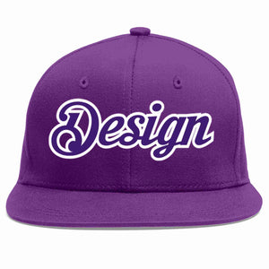 Custom Purple purple-White Flat Eaves Sport Baseball Cap Design for Men/Women/Youth