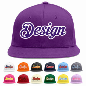 Custom Purple purple-White Flat Eaves Sport Baseball Cap Design for Men/Women/Youth