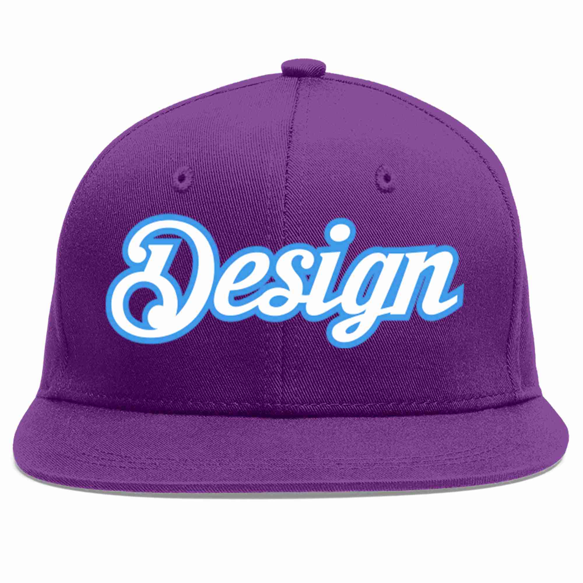 Custom Purple White-Powder Blue Flat Eaves Sport Baseball Cap Design for Men/Women/Youth