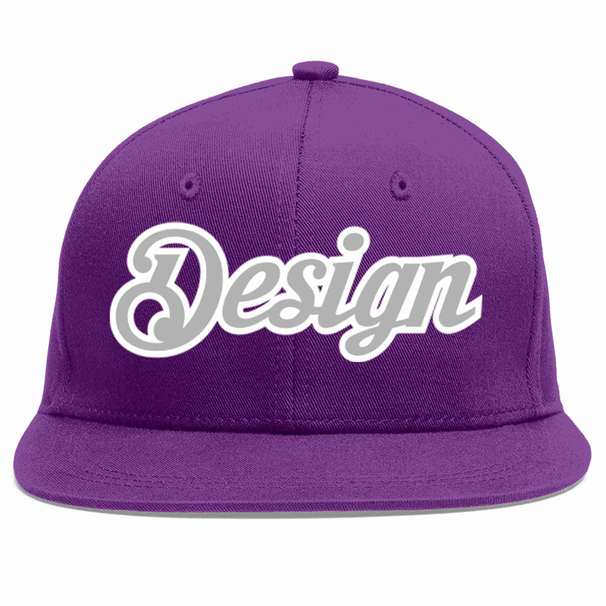 Conception personnalisée de casquette de baseball de sport à avant-toit plat violet gris-blanc pour hommes/femmes/jeunes