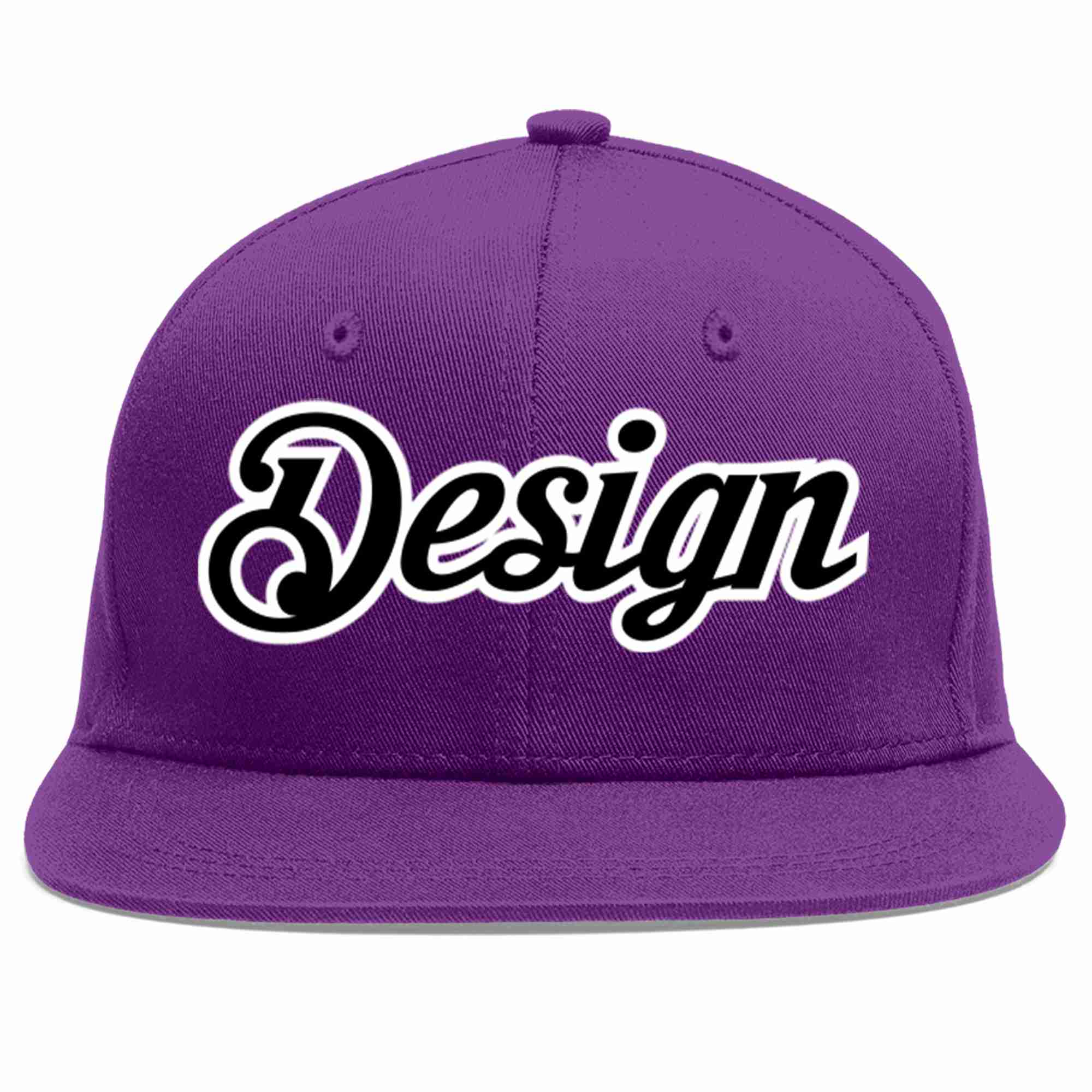 Conception personnalisée de casquette de baseball de sport à avant-toit plat violet noir-blanc pour hommes/femmes/jeunes