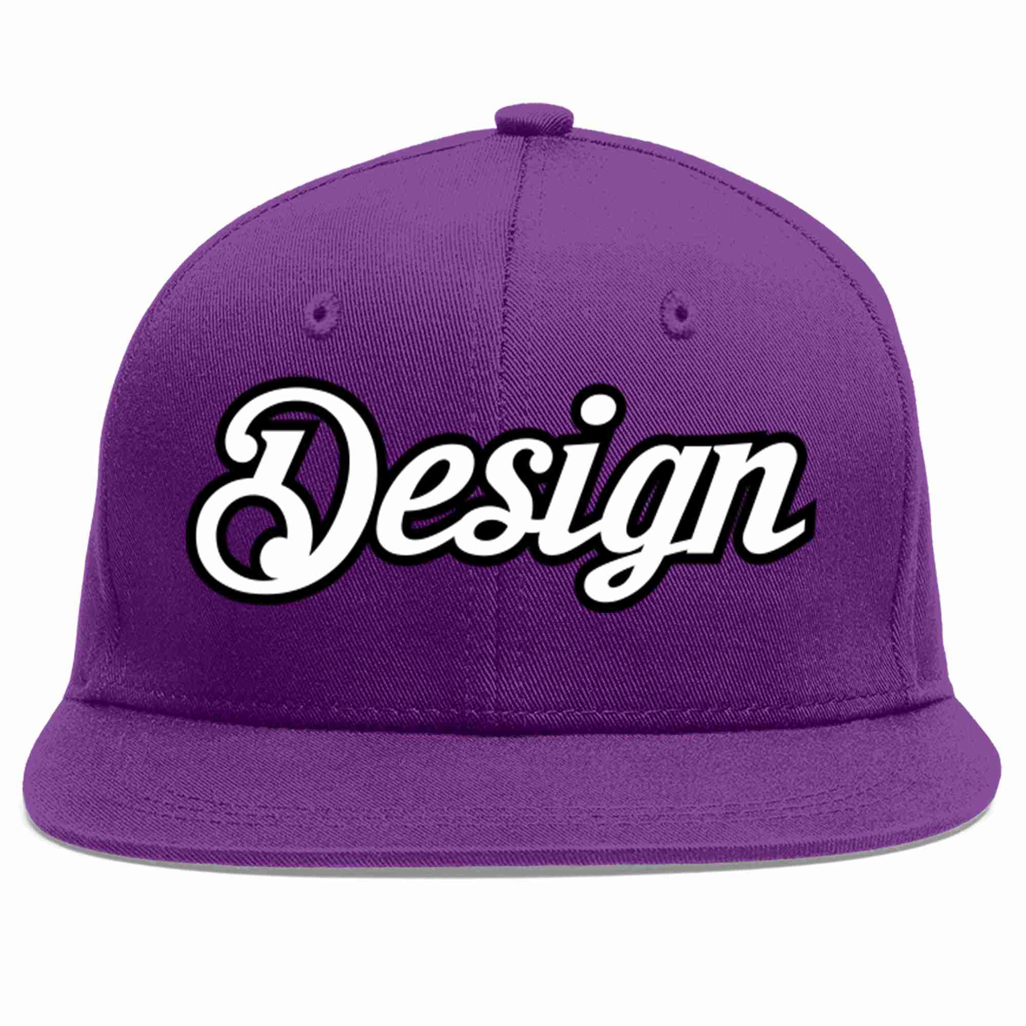 Conception personnalisée de casquette de baseball de sport à avant-toit plat violet blanc-noir pour hommes/femmes/jeunes