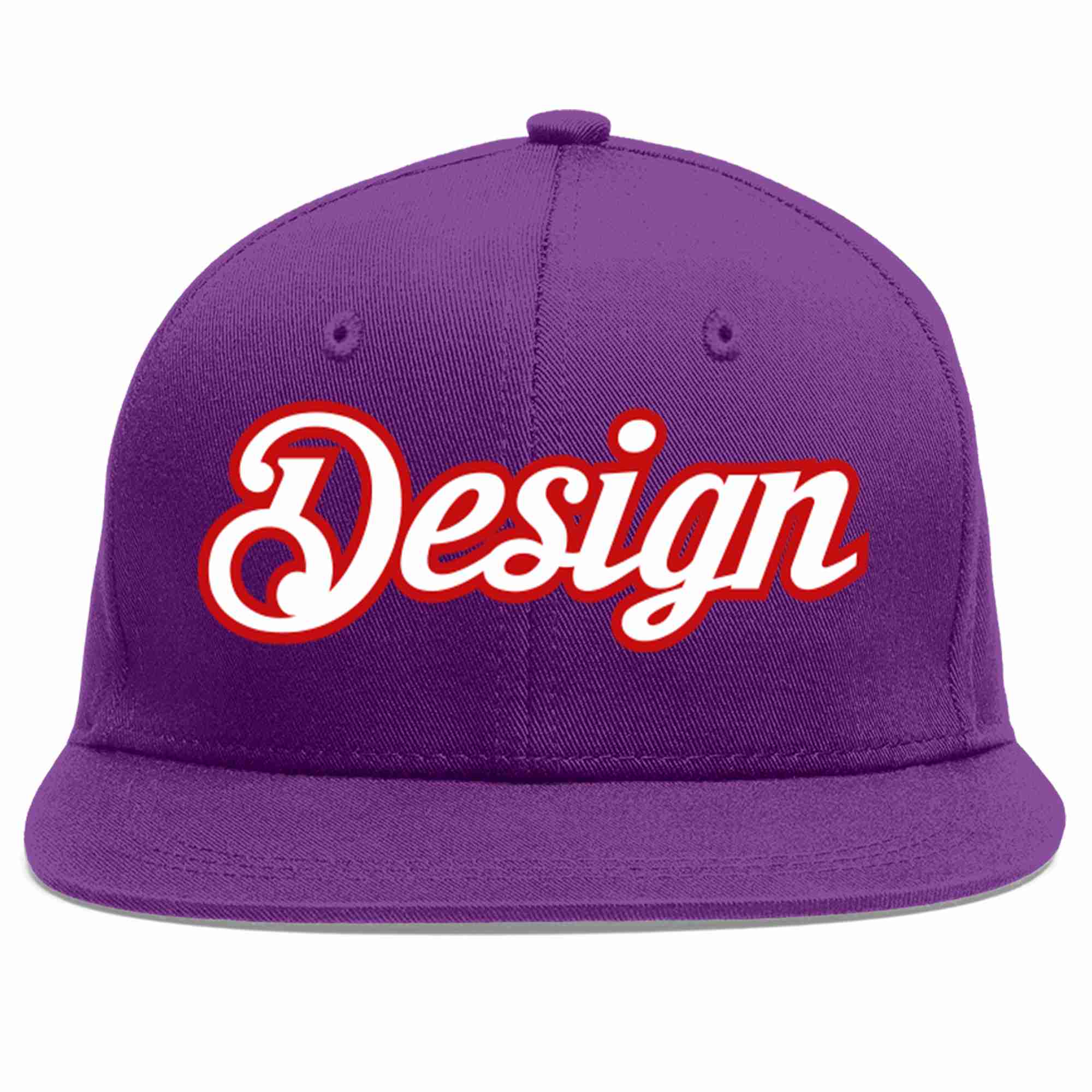 Conception personnalisée de casquette de baseball de sport à avant-toit plat violet blanc-rouge pour hommes/femmes/jeunes