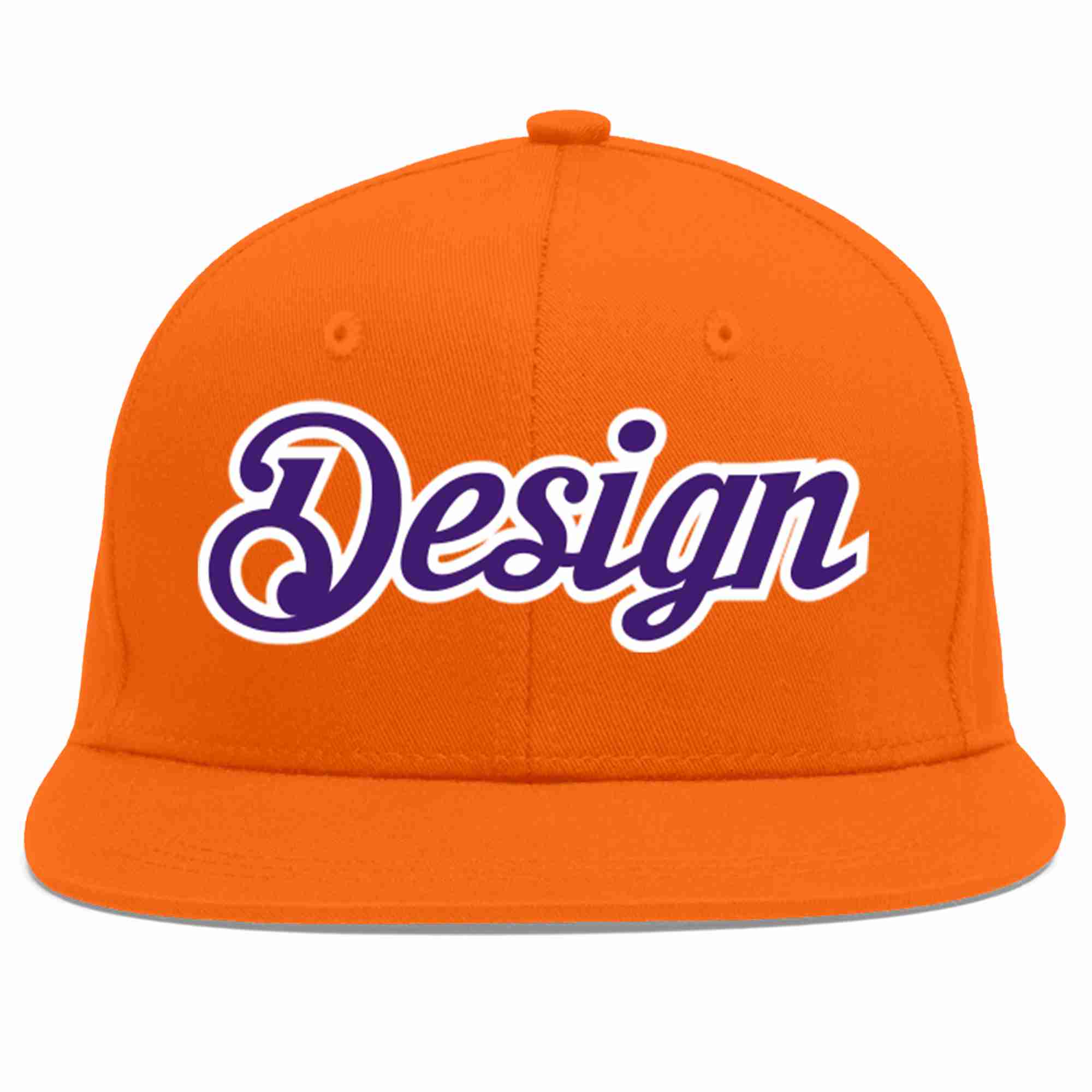 Conception personnalisée de casquette de baseball de sport à avant-toit plat orange violet-blanc pour hommes/femmes/jeunes