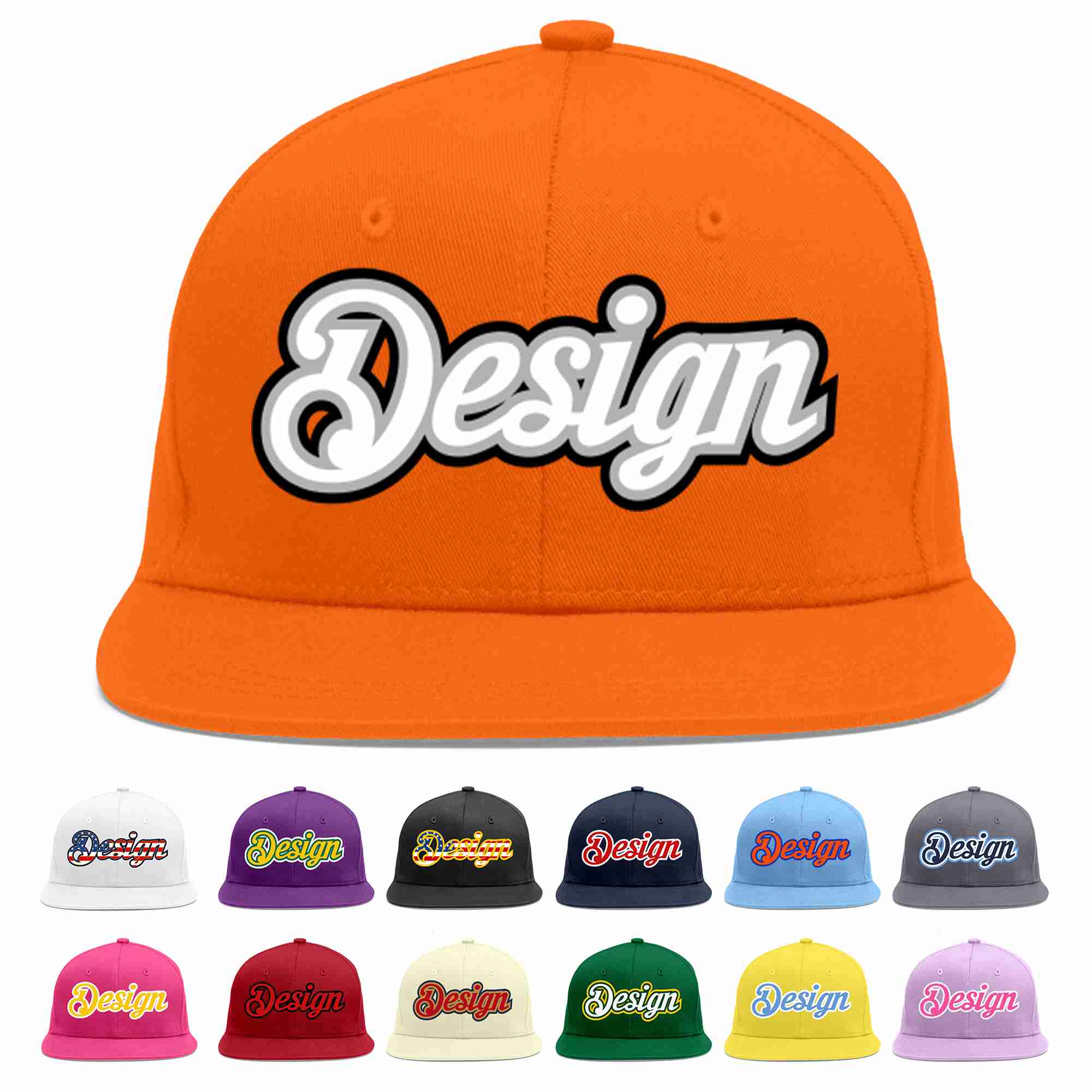 Custom Orange White-Gray Flat Eaves Sport Baseball Cap Design for Men/Women/Youth