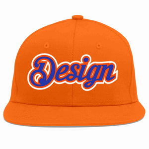 Conception personnalisée de casquette de baseball de sport à avant-toit plat orange royal-orange pour hommes/femmes/jeunes