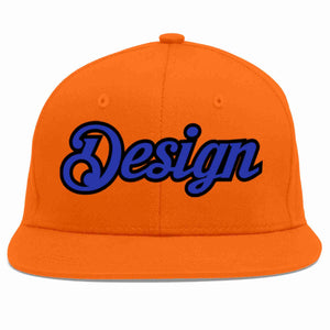 Custom Orange Royal-Black Flat Eaves Sport Baseball Cap Design for Men/Women/Youth