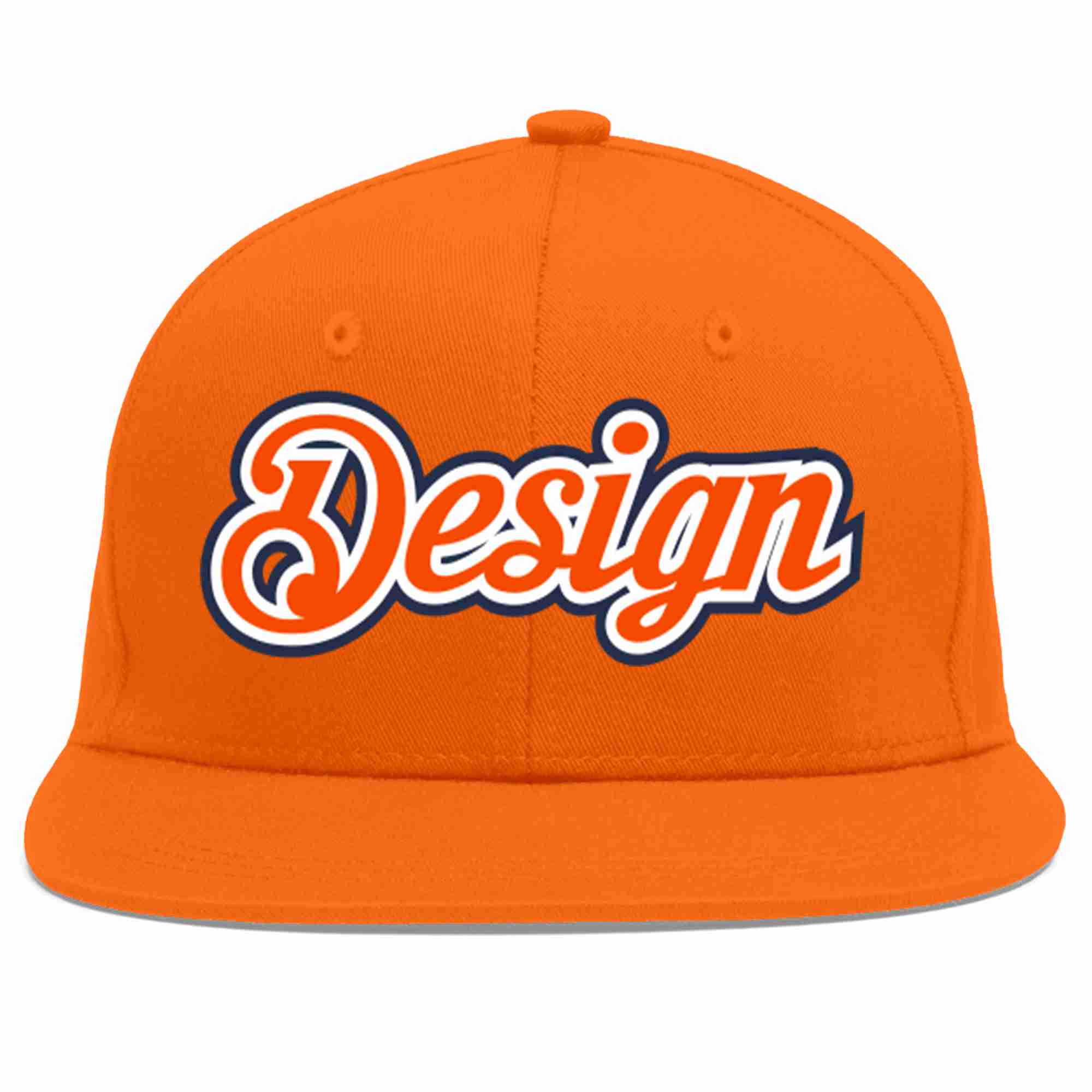 Conception personnalisée de casquette de baseball de sport à avant-toit plat orange orange-blanc pour hommes/femmes/jeunes