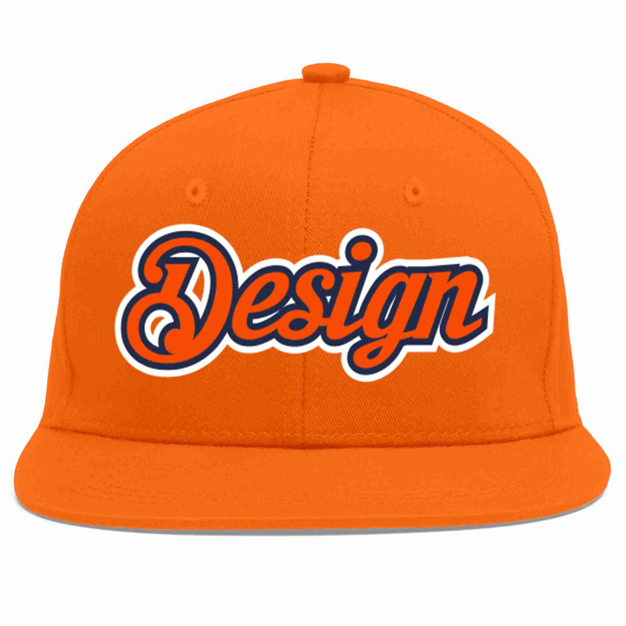 Conception personnalisée de casquette de baseball de sport à avant-toit plat orange orange-marine pour hommes/femmes/jeunes