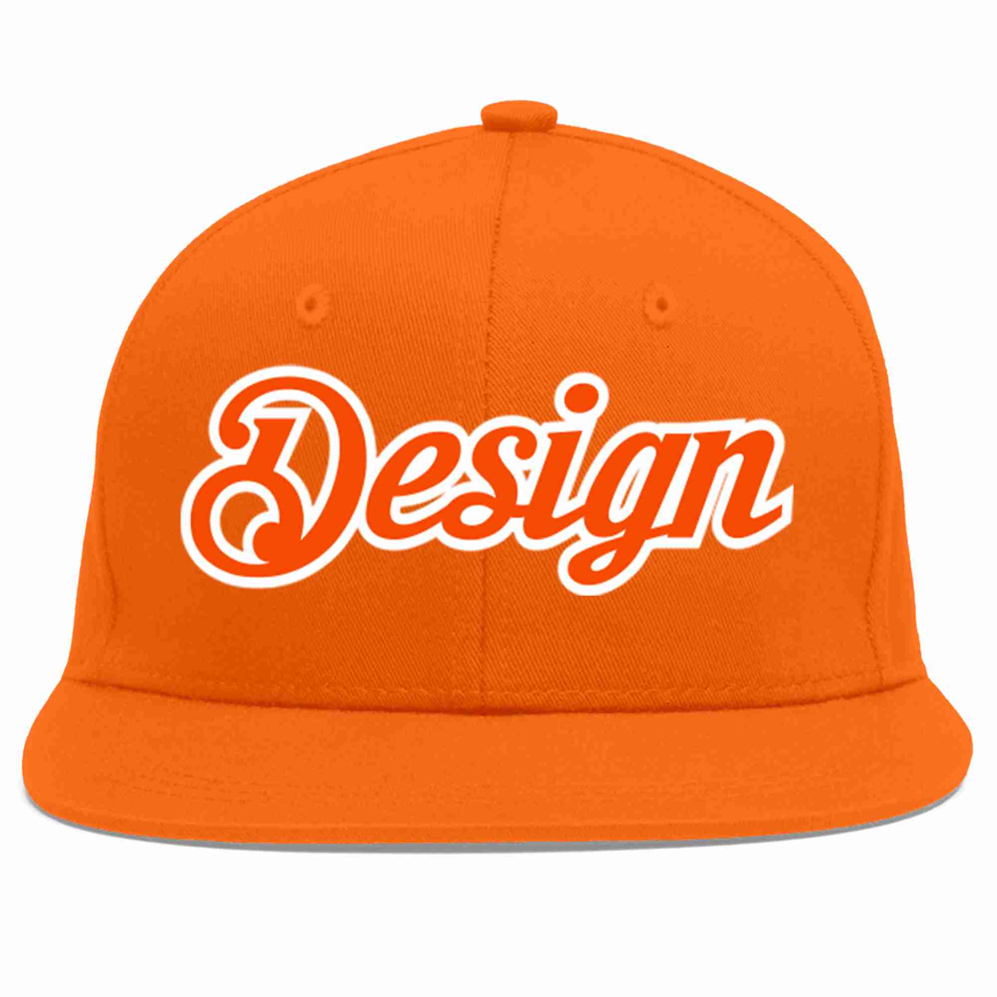 Conception personnalisée de casquette de baseball de sport à avant-toit plat orange orange-blanc pour hommes/femmes/jeunes