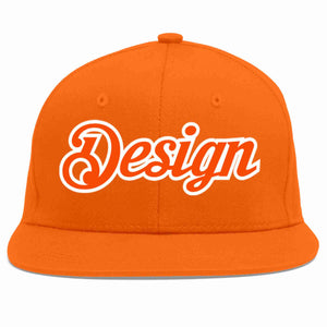 Conception personnalisée de casquette de baseball de sport à avant-toit plat orange orange-blanc pour hommes/femmes/jeunes