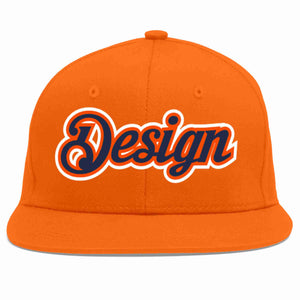 Custom Orange Navy-Orange Flat Eaves Sport Baseball Cap Design for Men/Women/Youth