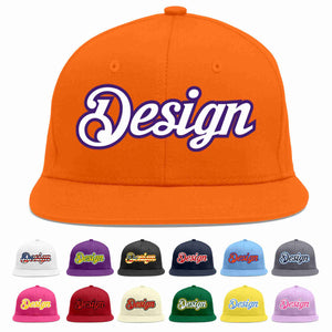 Custom Orange White-purple Flat Eaves Sport Baseball Cap Design for Men/Women/Youth