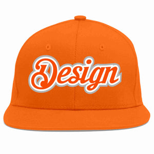 Conception personnalisée de casquette de baseball de sport à avant-toit plat orange orange-blanc pour hommes/femmes/jeunes