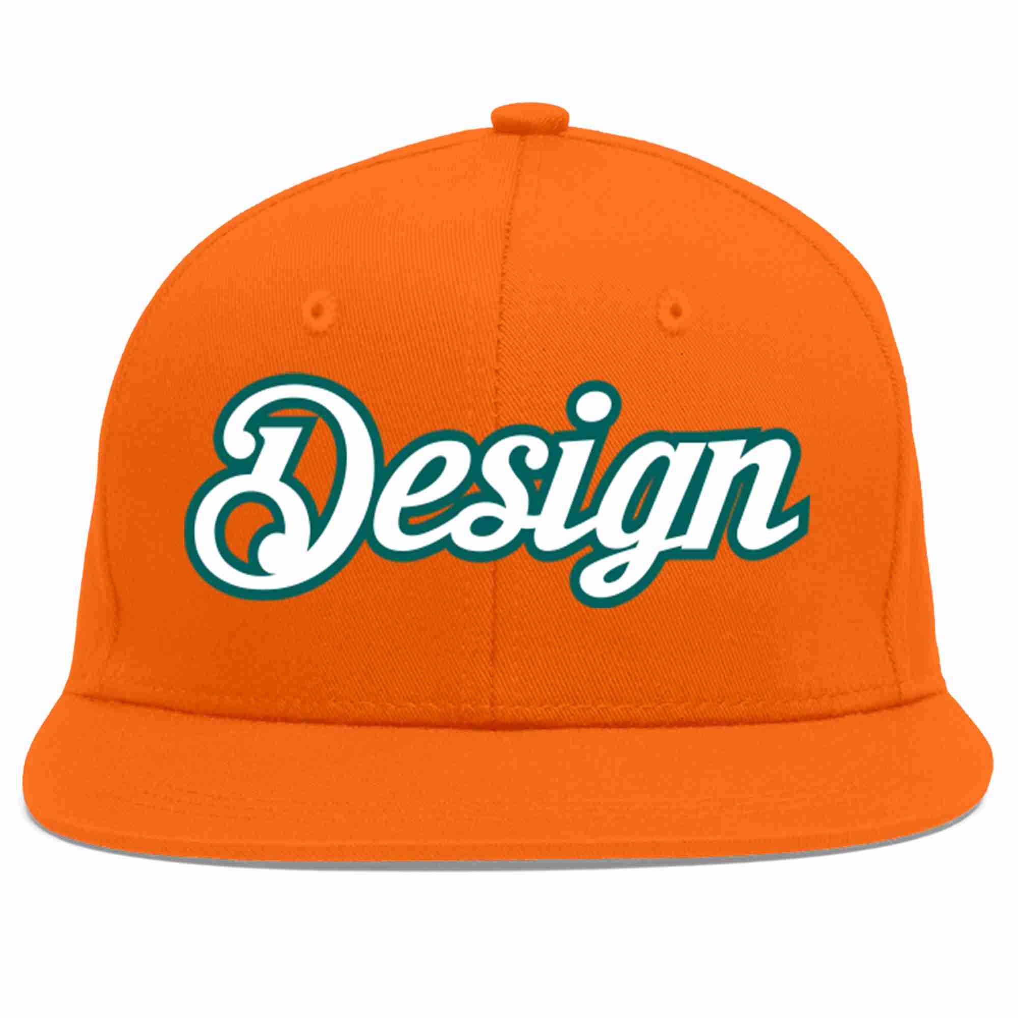 Conception personnalisée de casquette de baseball de sport à avant-toit plat orange blanc-aqua pour hommes/femmes/jeunes