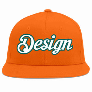 Custom Orange White-Aqua Flat Eaves Sport Baseball Cap Design for Men/Women/Youth