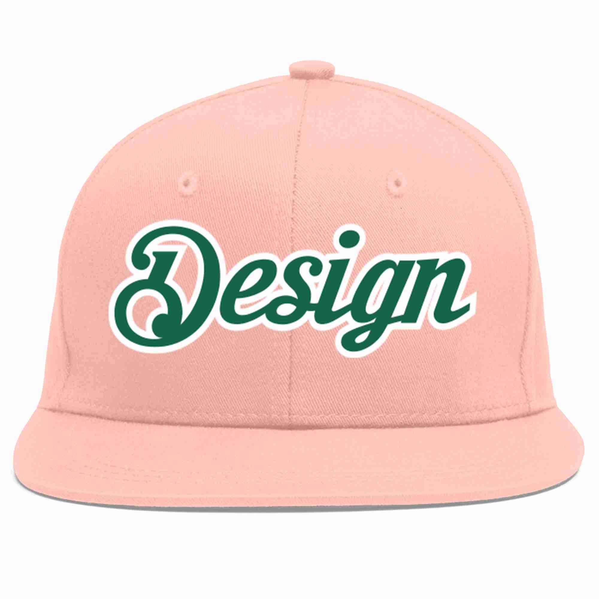 Casquette de baseball personnalisée rose Kelly vert-blanc avec avant-toit plat pour hommes/femmes/jeunes