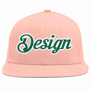 Custom Pink Kelly Green-White Flat Eaves Sport Baseball Cap Design for Men/Women/Youth