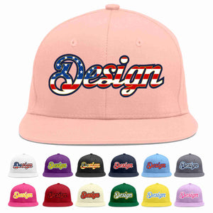 Custom Pink Vintage USA Flag-Gold Flat Eaves Sport Baseball Cap Design for Men/Women/Youth