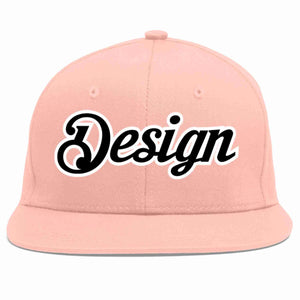 Custom Pink Black-White Flat Eaves Sport Baseball Cap Design for Men/Women/Youth