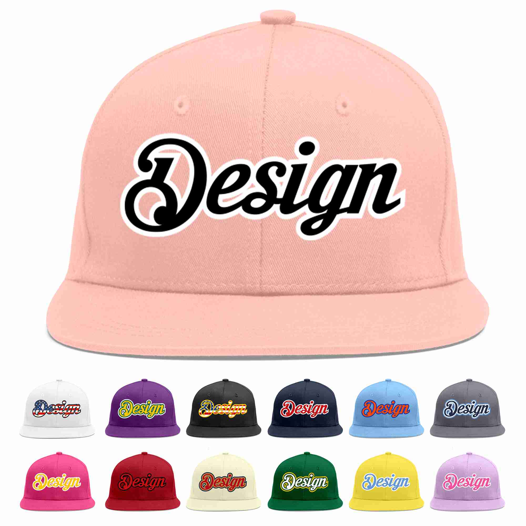 Custom Pink Black-White Flat Eaves Sport Baseball Cap Design for Men/Women/Youth