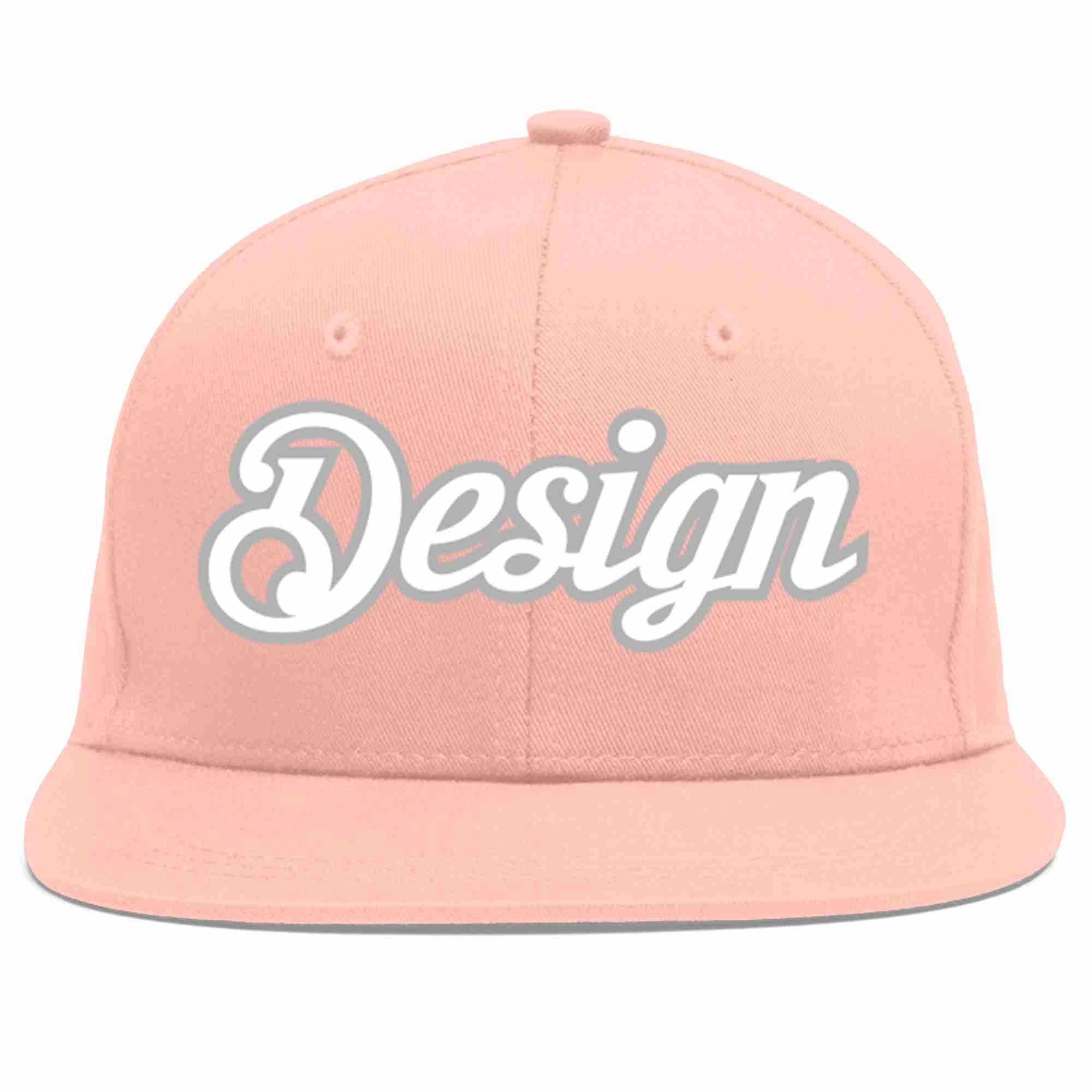 Custom Pink White-Gray Flat Eaves Sport Baseball Cap Design for Men/Women/Youth