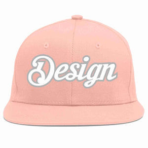 Custom Pink White-Gray Flat Eaves Sport Baseball Cap Design for Men/Women/Youth