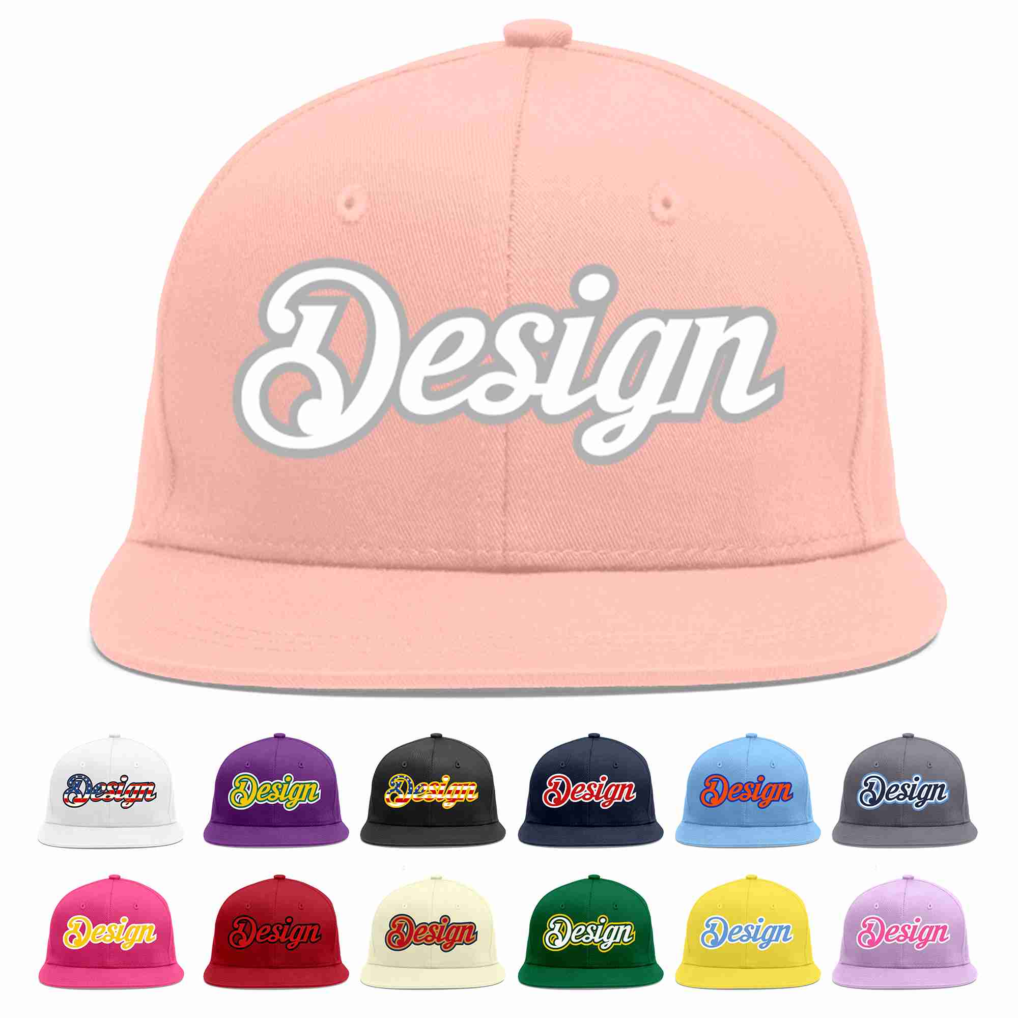 Custom Pink White-Gray Flat Eaves Sport Baseball Cap Design for Men/Women/Youth